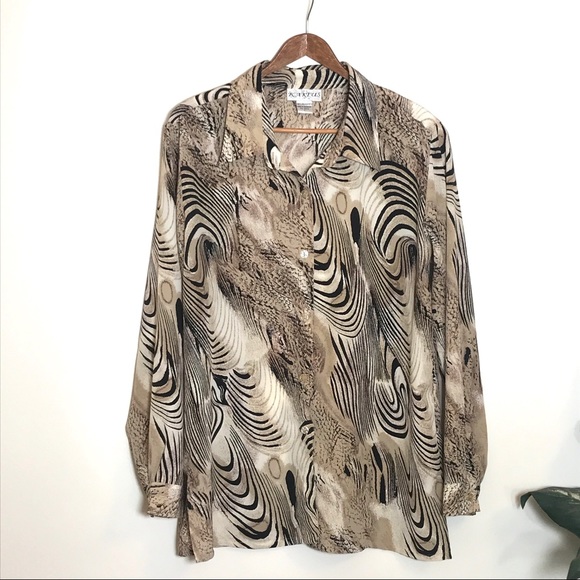 Vintage KAKTUS Abstract Pattern Button Up Top - Picture 2 of 4